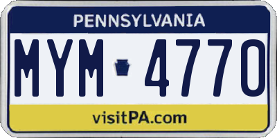 PA license plate MYM4770