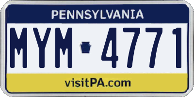 PA license plate MYM4771