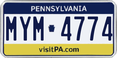 PA license plate MYM4774