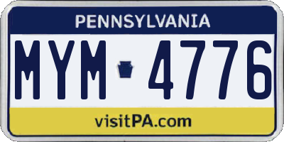 PA license plate MYM4776
