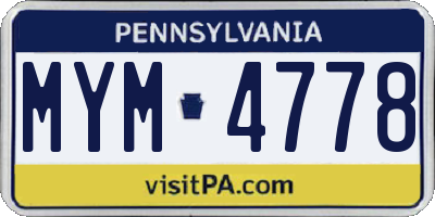 PA license plate MYM4778