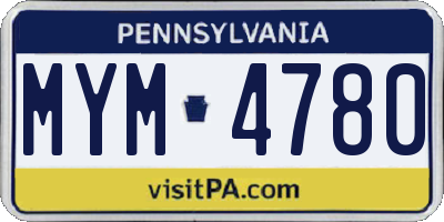 PA license plate MYM4780