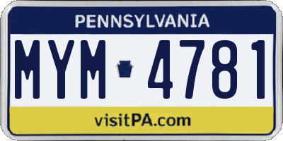 PA license plate MYM4781