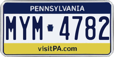 PA license plate MYM4782