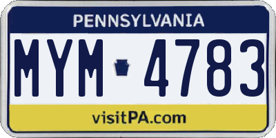 PA license plate MYM4783