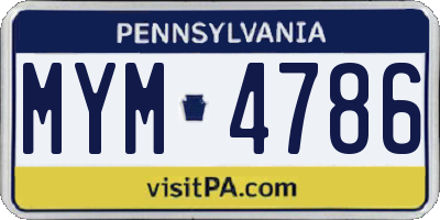 PA license plate MYM4786