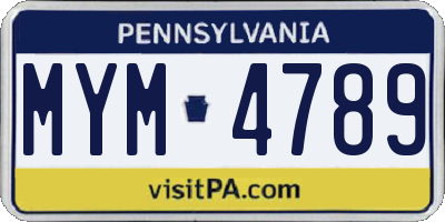 PA license plate MYM4789
