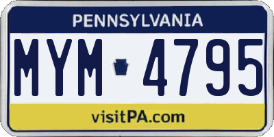 PA license plate MYM4795