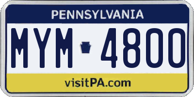 PA license plate MYM4800