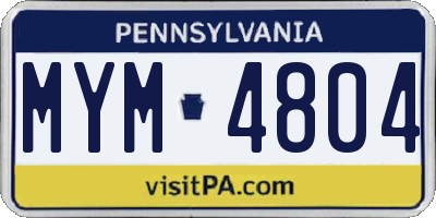 PA license plate MYM4804