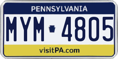 PA license plate MYM4805