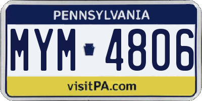 PA license plate MYM4806