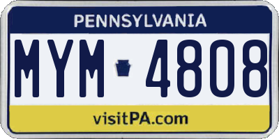 PA license plate MYM4808