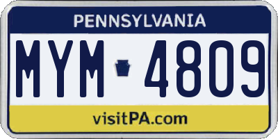 PA license plate MYM4809