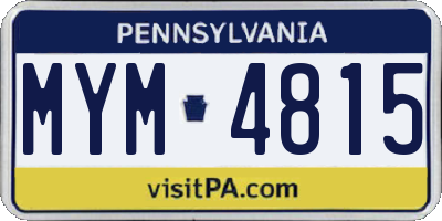 PA license plate MYM4815