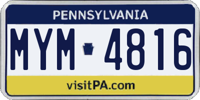 PA license plate MYM4816