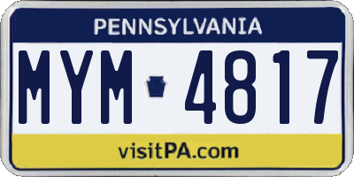 PA license plate MYM4817