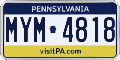 PA license plate MYM4818