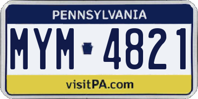 PA license plate MYM4821