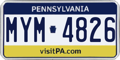 PA license plate MYM4826
