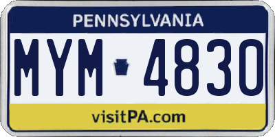 PA license plate MYM4830