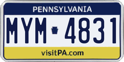 PA license plate MYM4831