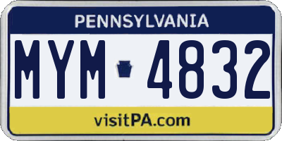 PA license plate MYM4832