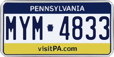 PA license plate MYM4833
