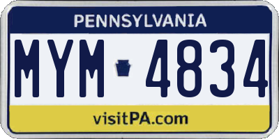 PA license plate MYM4834