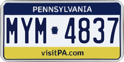 PA license plate MYM4837