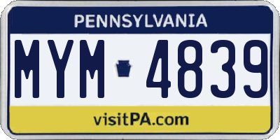 PA license plate MYM4839