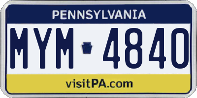 PA license plate MYM4840