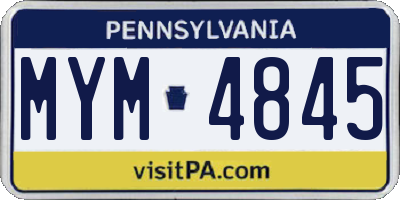 PA license plate MYM4845