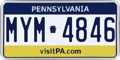 PA license plate MYM4846