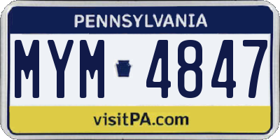 PA license plate MYM4847