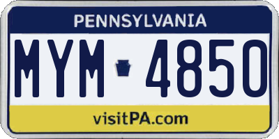 PA license plate MYM4850