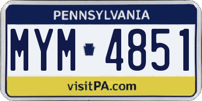 PA license plate MYM4851
