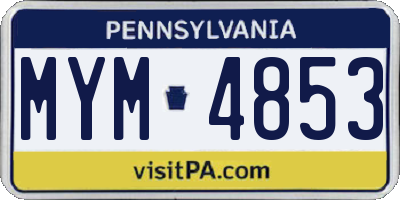 PA license plate MYM4853