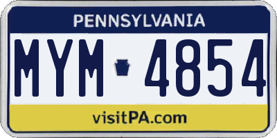 PA license plate MYM4854