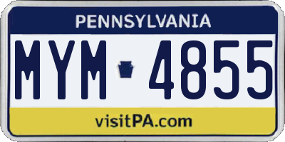 PA license plate MYM4855