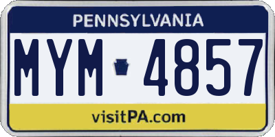 PA license plate MYM4857