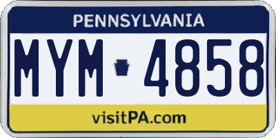 PA license plate MYM4858