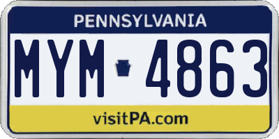 PA license plate MYM4863