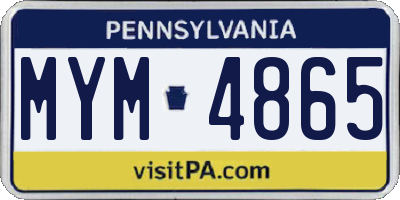 PA license plate MYM4865