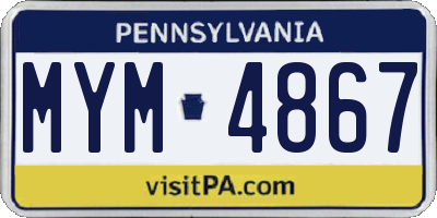 PA license plate MYM4867