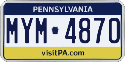 PA license plate MYM4870
