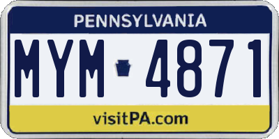 PA license plate MYM4871
