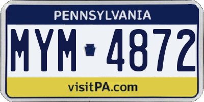 PA license plate MYM4872