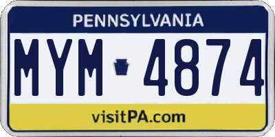 PA license plate MYM4874