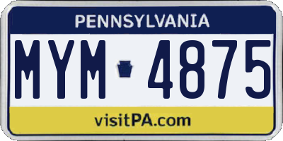 PA license plate MYM4875